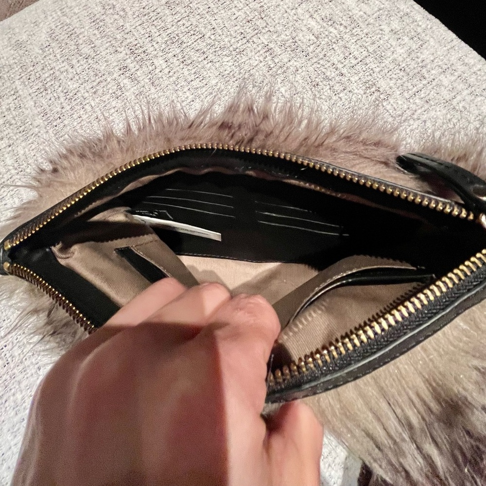 ANN TAYLOR leather and faux fur clutch bag pouch animal print stripes - Picture 8 of 16